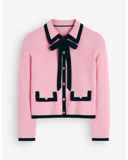 Boden Pink Elizabeth Bow Knitted Jacket
