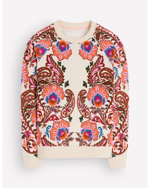 Boden Red Rosa Printed Sweatshirt
