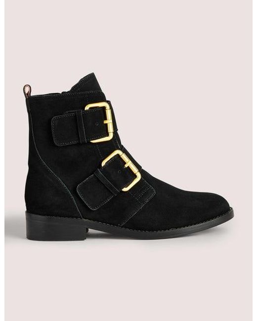 Boden Black Double Buckle Ankle Boots