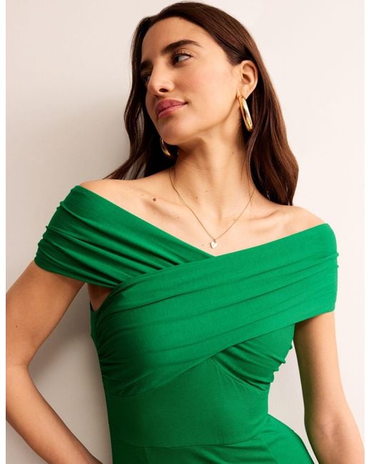 Boden Bardot Jersey Maxi Dress in Green | Lyst UK
