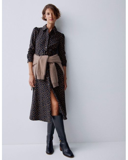Boden Multicolor Anita Long Sleeve Shirt Dress- Painted Dot