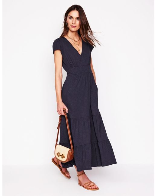 Boden Eloise Tiered Jersey Dress in Blue | Lyst UK