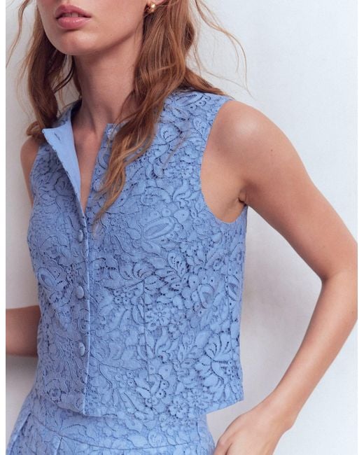 Boden Blue Andrea Lace Shell Top