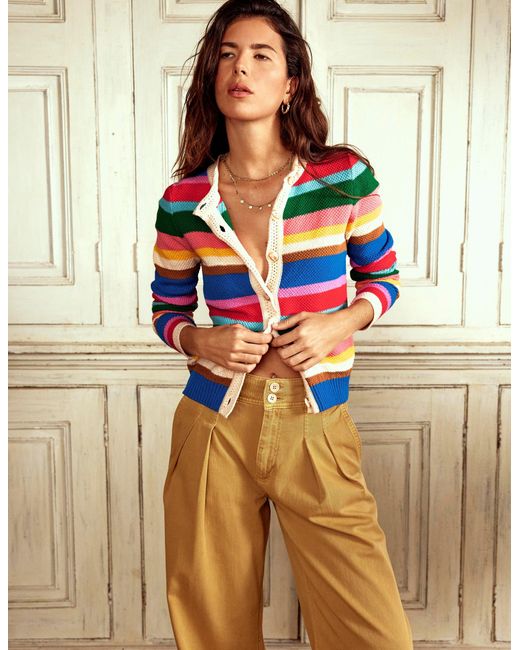 Boden Multicolor Callie Crochet Trim Cardigan
