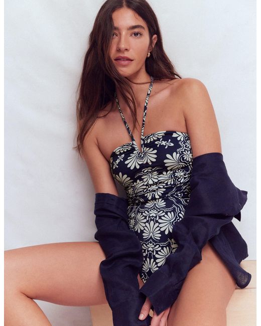 Boden Blue Gather String Swimsuit