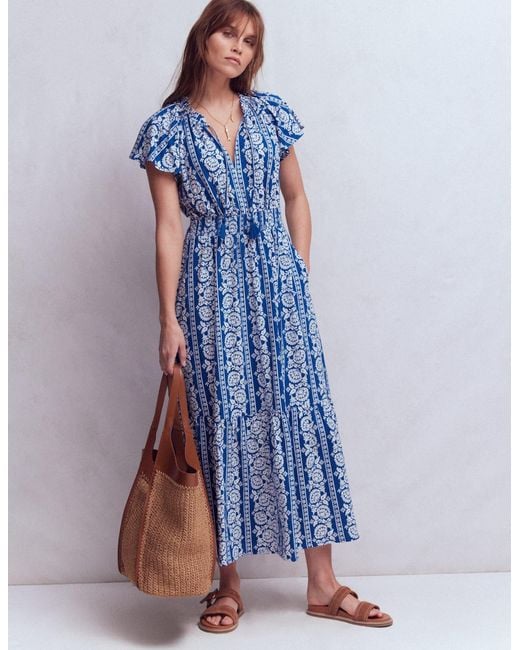 Boden Blue Tala Tiered Jersey Maxi Dress