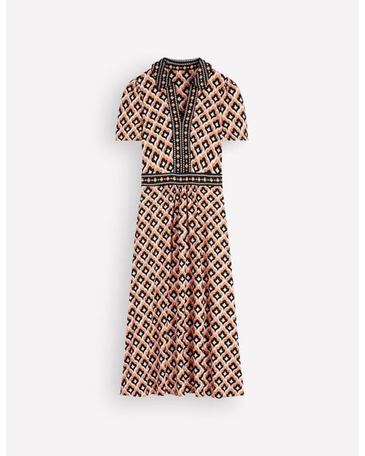 Boden White Heidi Jersey Midi Tea Dress