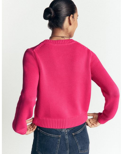 Boden White Lucy Chunky Cotton Jumper