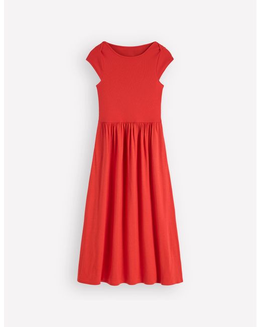 Boden Red Boat Neck Mix Dress