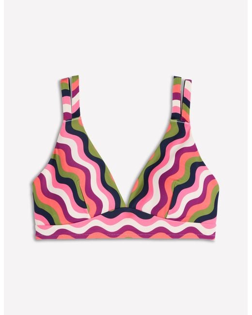 Boden Red Arles Bikini Top-Multi, Wavy Stripe