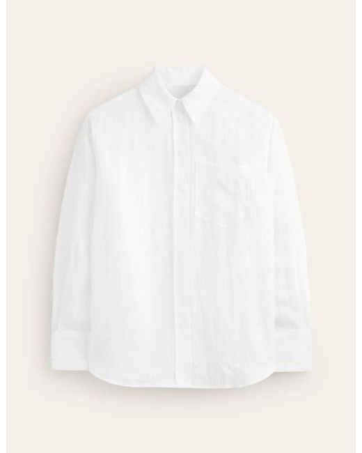 Boden White Connie Relaxed Linen Shirt