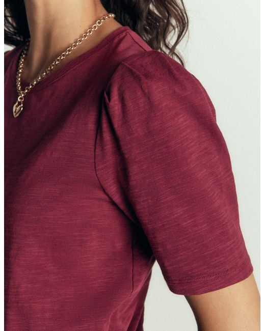 Boden Red Sophie Puff Sleeve T-Shirt