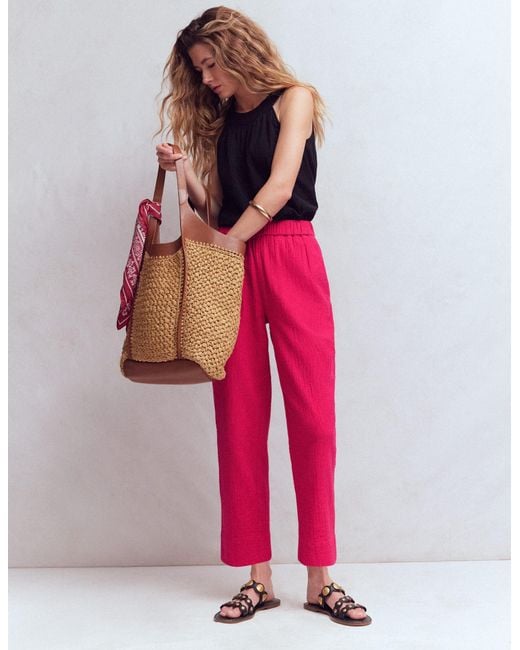 Boden Pink Double Cloth Crop Trousers