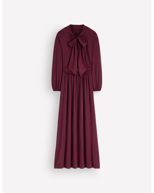 Boden Red Pussybow Jersey Maxi Dress