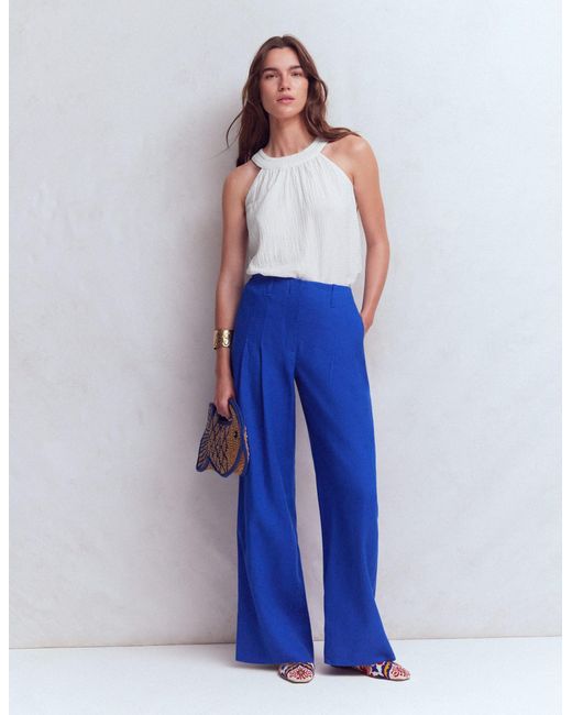 Boden White Halter-Neck Double Cloth Top