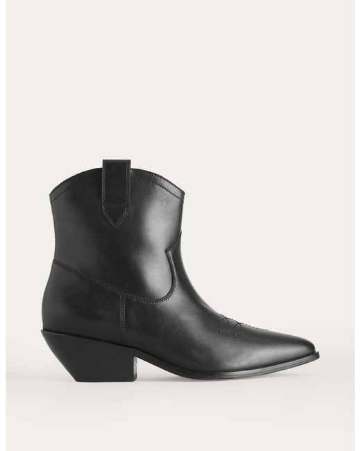 Boden Black Western Ankle Boots