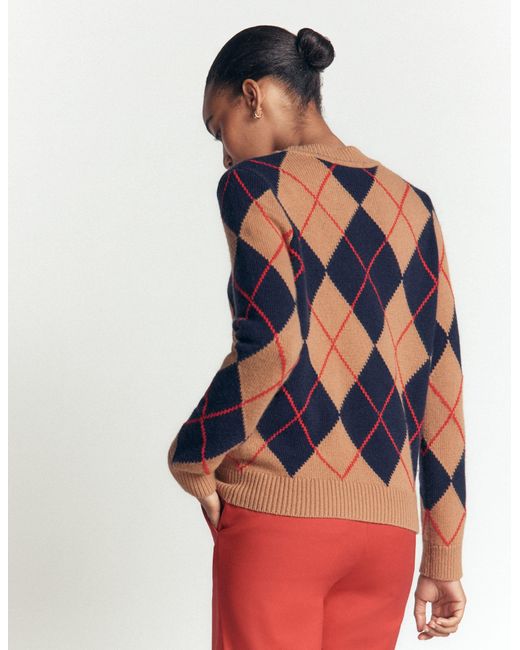Boden Brown Embellished Jacquard Sweater
