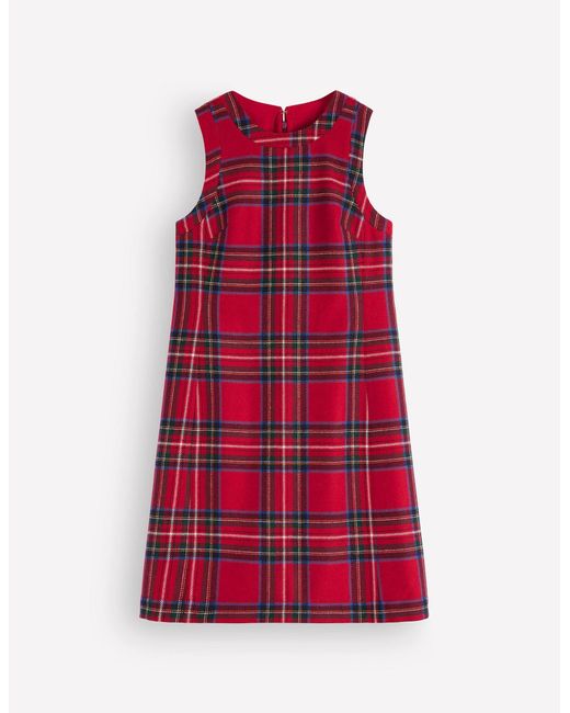 Boden Red Lou Wool Check Shift Dress