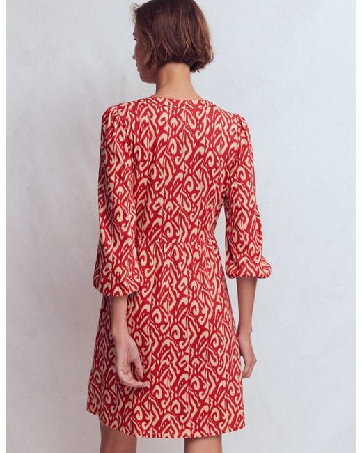 Boden Red Cathy Notch Neck Jersey Dress