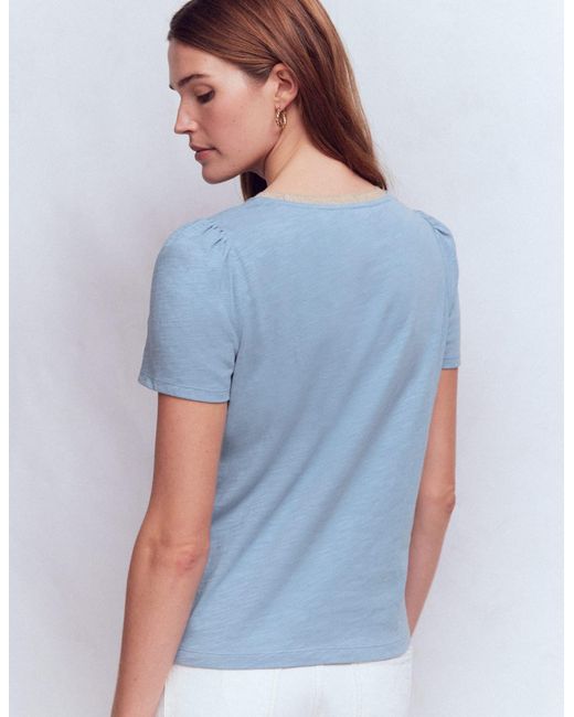 Boden Blue Metallic Trim T-Shirt