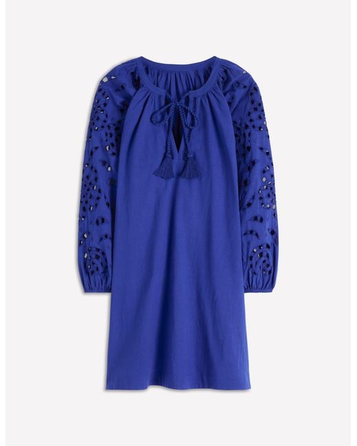 Boden Blue Embroidered Sleeve Kaftan Dress