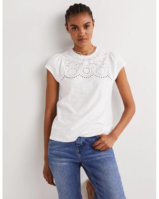 white cutwork shirt