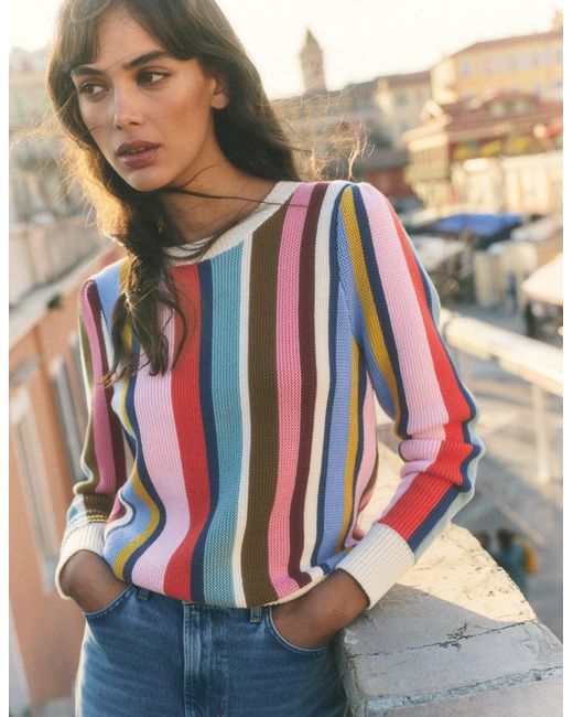 Boden Blue Textured Stitch Jumper