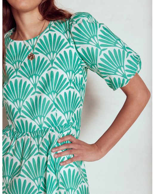 Boden Green Tiered Poplin Maxi Dress-Formica, Bloom Mosaic