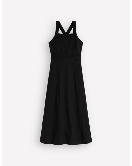 Boden Black Cross-Back Linen Blend Dress