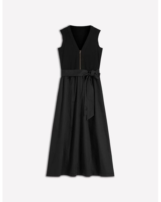 Boden Black Zip-Front Mix Media Dress