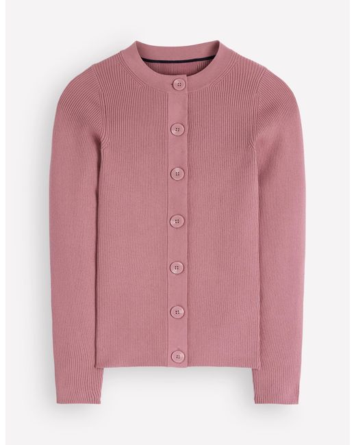 Boden Pink Rhianne Cotton Rib Cardigan