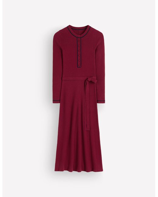 Boden Red Paula Ribbed Crew Dress