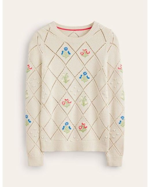 Boden Natural Cotton Embroidered Sweater