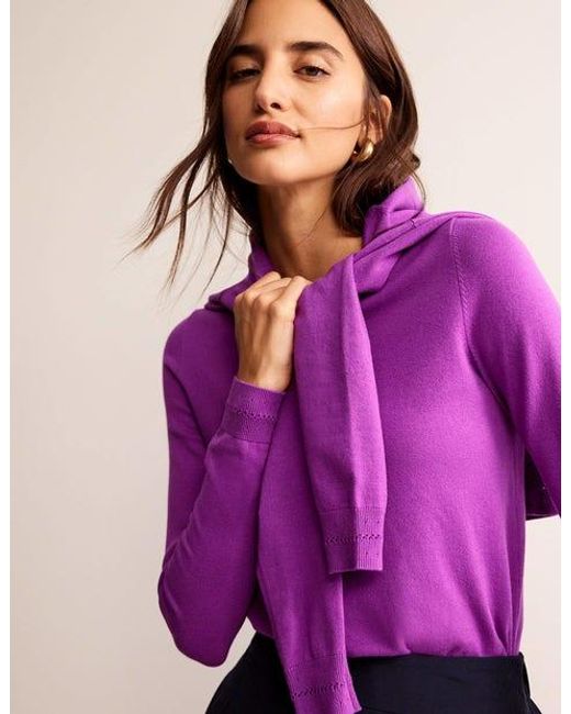 Boden Purple Catriona Baumwoll-Pullover Mit Rundhalsausschnitt Damen