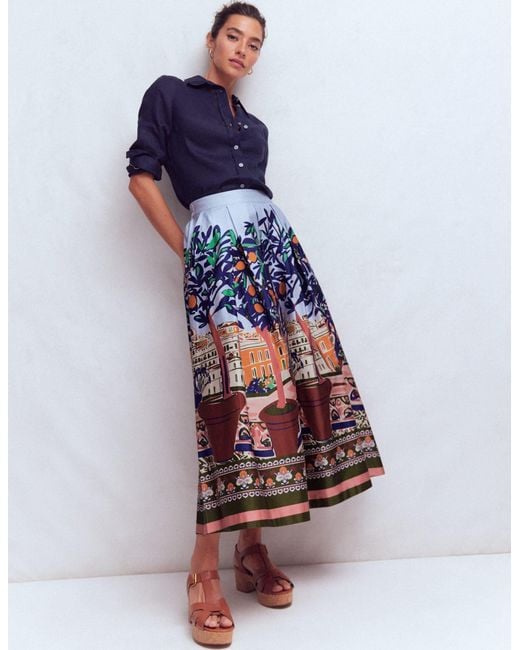 Boden Blue Verity Sateen Skirt