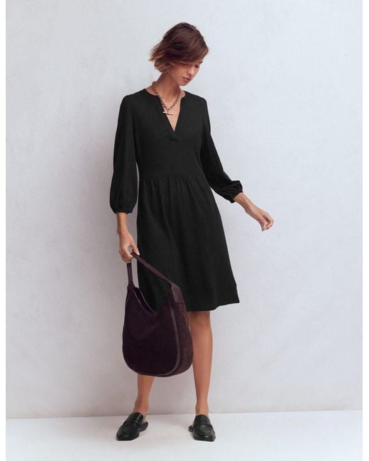 Boden Black Cathy Notch Neck Jersey Dress