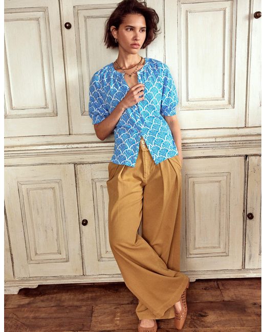 Boden Pink Isla Jersey Shirt-Cerulean, Blossomy