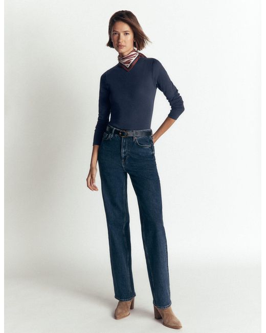 Boden Blue Annie Essential Crew Neck Top
