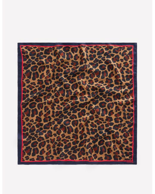 Boden Blue Square Silk Scarf Hot Pepper, Gardenia Grove