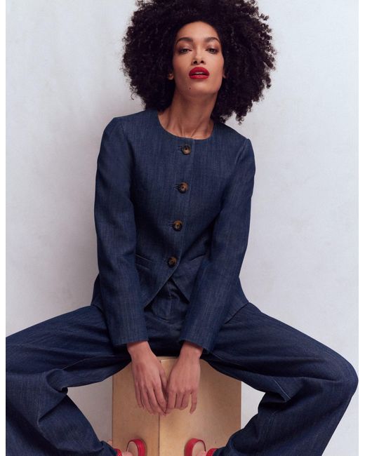 Boden Blue Hampstead Cotton Twill Blazer