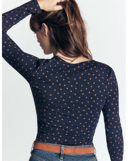 Boden Blue Ruched Long Sleeve Wrap Top