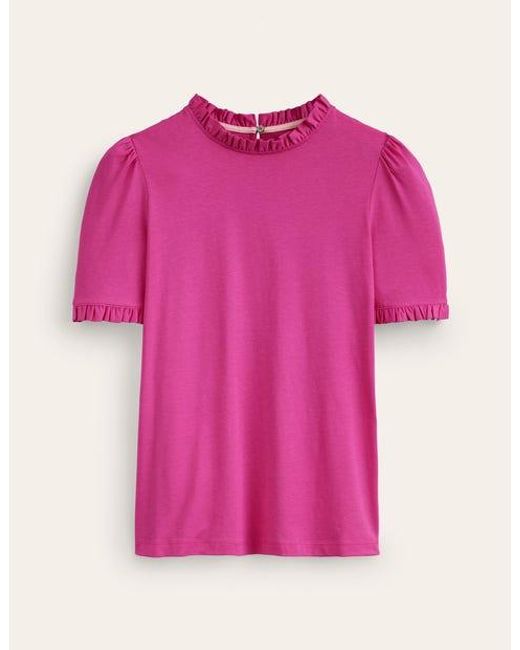 Boden Pink Superweiches T-Shirt Mit Rüschendetail Damen