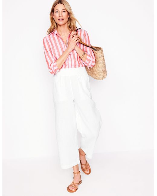 Boden Pink Cropped Double Cloth Pants