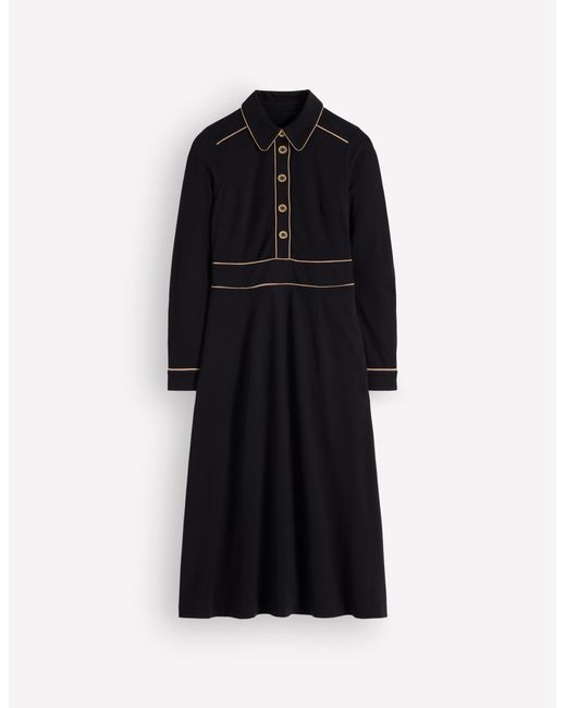 Boden Black Etta Piping Detail Ponte Dress