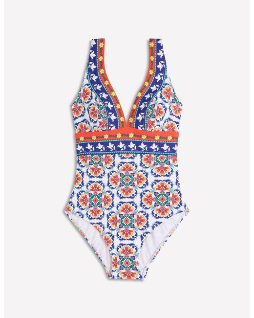 Boden Green Porto V-Neck Swimsuit