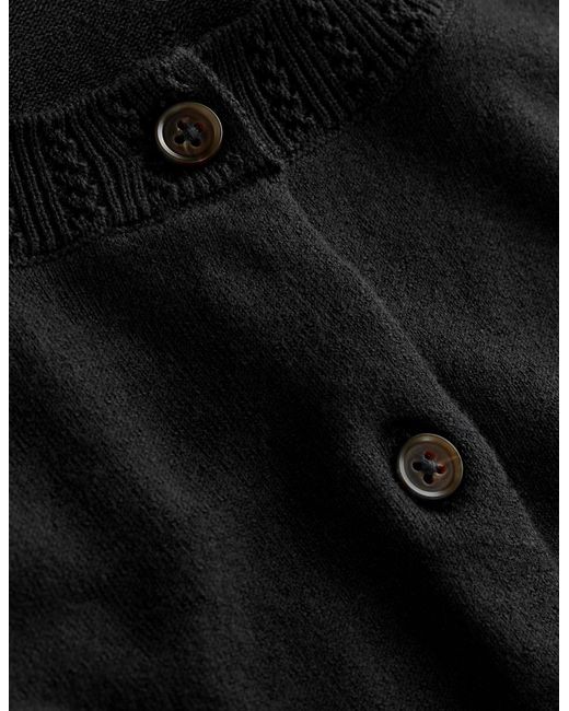 Boden Black Emilia Cotton Crew Cardigan