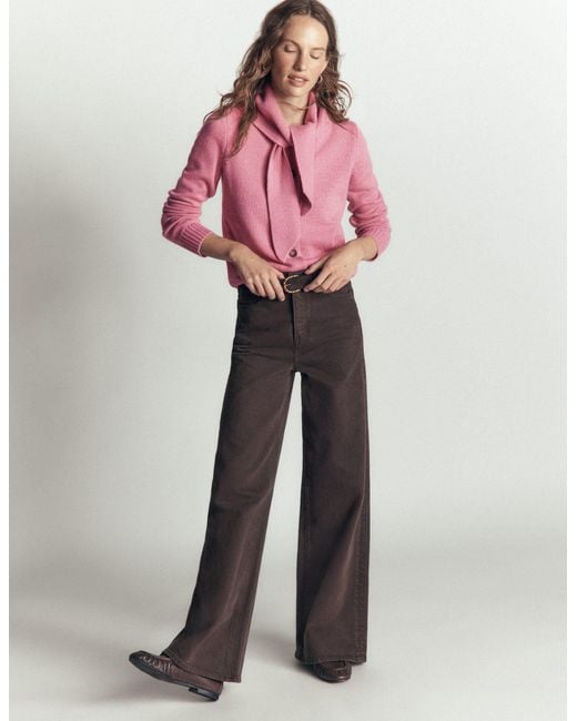 Boden Pink Lydia Tie Neck Knit Cardigan