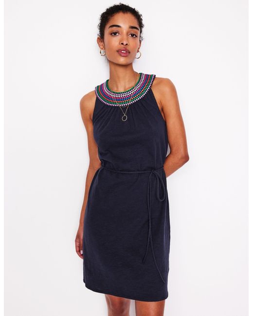 Boden Blue Eleni Kurzes Kleid Mit Stickerei