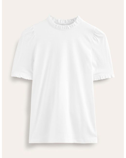 Boden White Supersoft Frill Detail T-Shirt