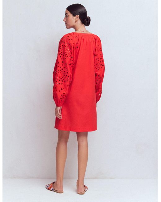 Boden Green Embroidered Sleeve Kaftan Dress